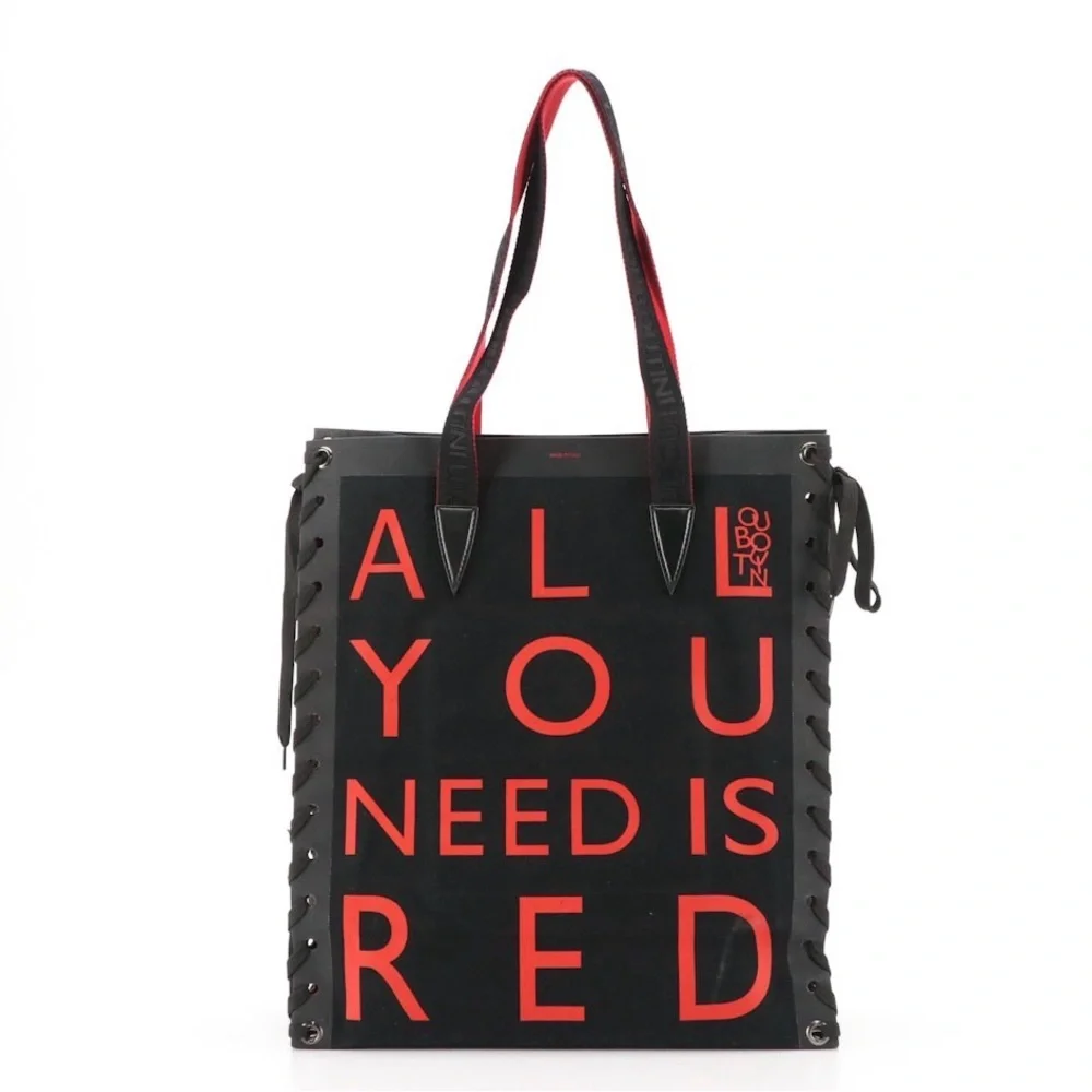 Christian Louboutin Cabalace Printed Canvas Tote Bag with Lace-Up Detailing